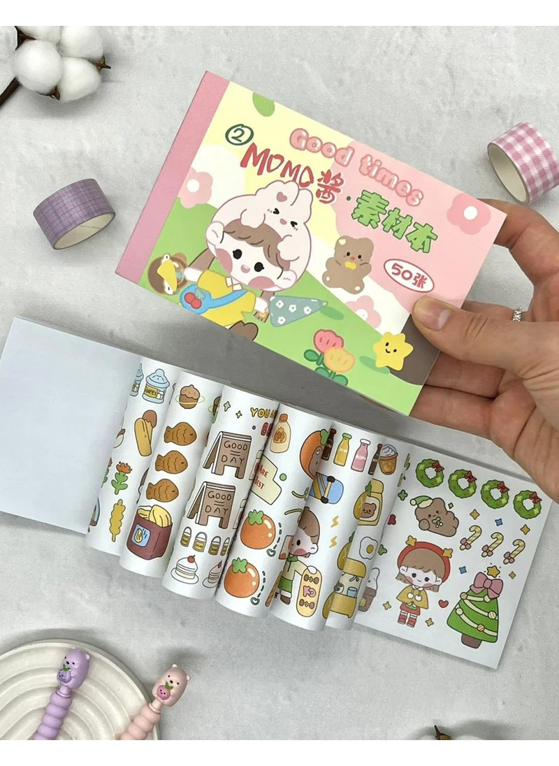 Kağıt Gemi Dükkan Paper Ship Shop Kawaii 50 Sheets Pink Momo Notebook Sticker/Decal/notebook Embellishment/Bullet Journal/patterned Sticker
