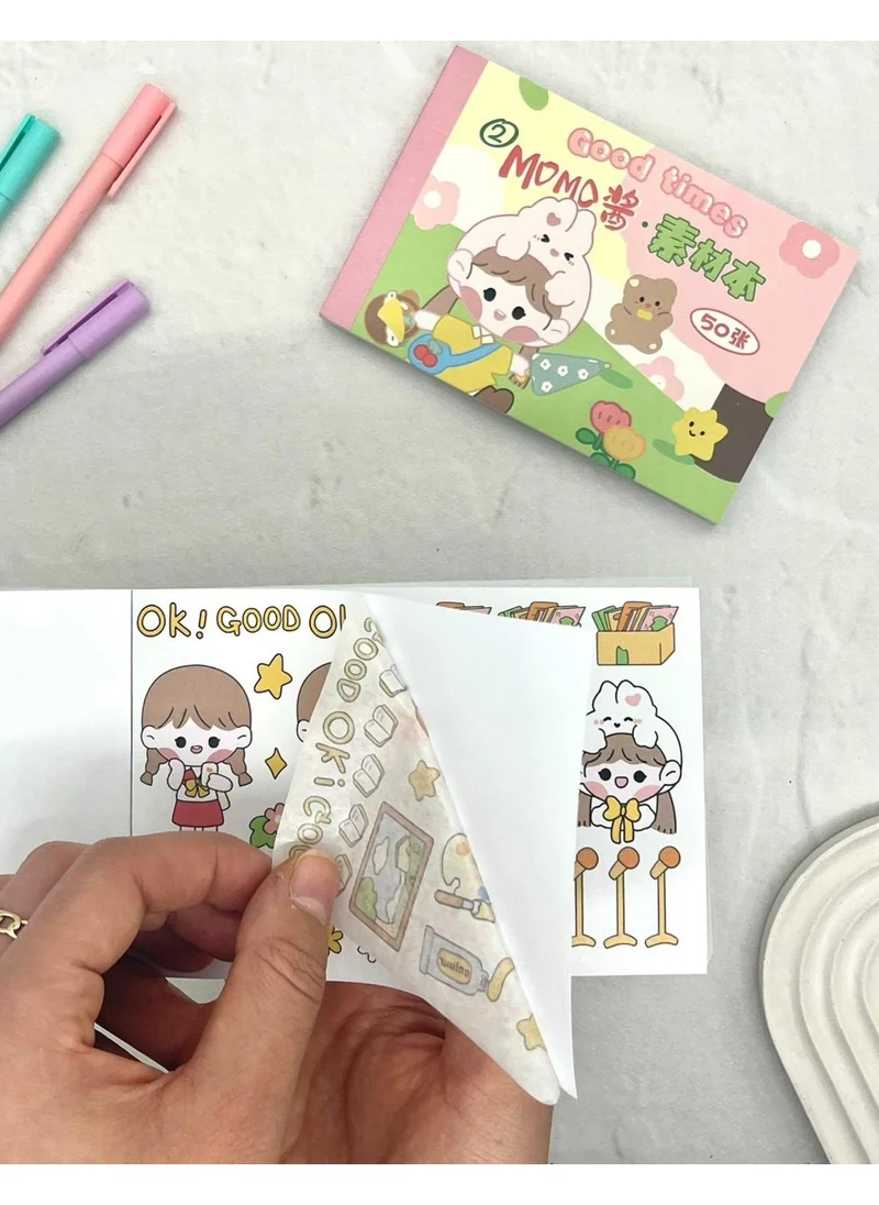 Kağıt Gemi Dükkan Paper Ship Shop Kawaii 50 Sheets Pink Momo Notebook Sticker/Decal/notebook Embellishment/Bullet Journal/patterned Sticker