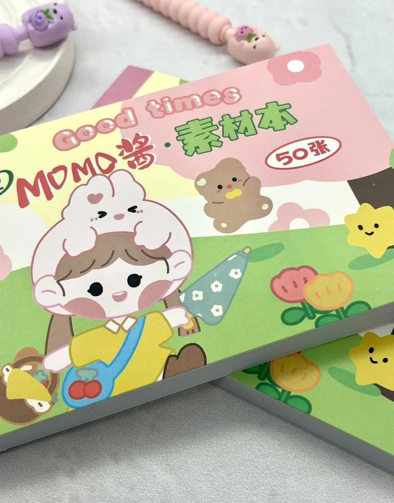 Kağıt Gemi Dükkan Paper Ship Shop Kawaii 50 Sheets Pink Momo Notebook Sticker/Decal/notebook Embellishment/Bullet Journal/patterned Sticker