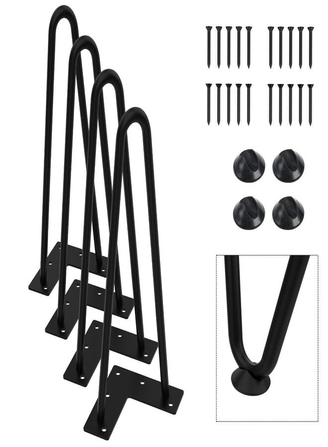 Orgerphy 12” Black Hairpin Furniture Legs(4PCS) | Heavy-Duty Hairpin Legs End Table Legs| with Screws and 4pcs Bonus Rubber Floor Protectors | Metal Table Legs Desk Legs Furniture Legs for DIYers - Image 1