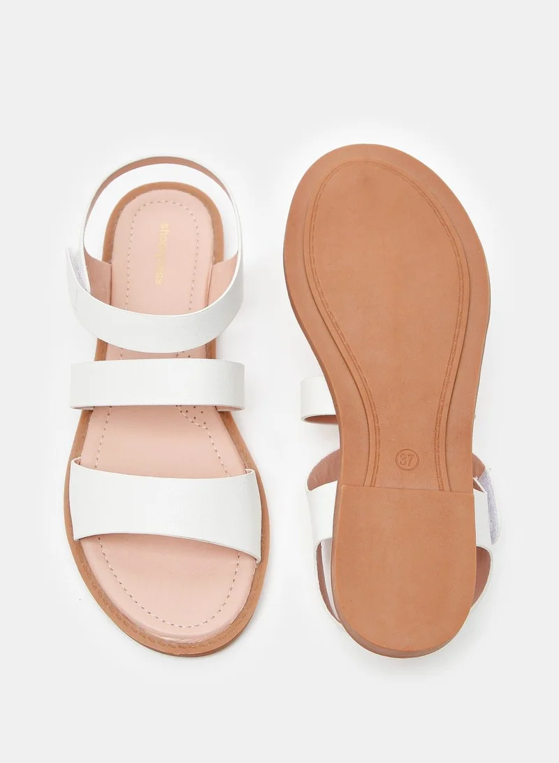 shoexpress Solid Sandals With Hook And Loop Closure