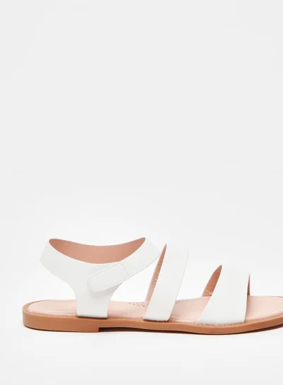 shoexpress Solid Sandals With Hook And Loop Closure