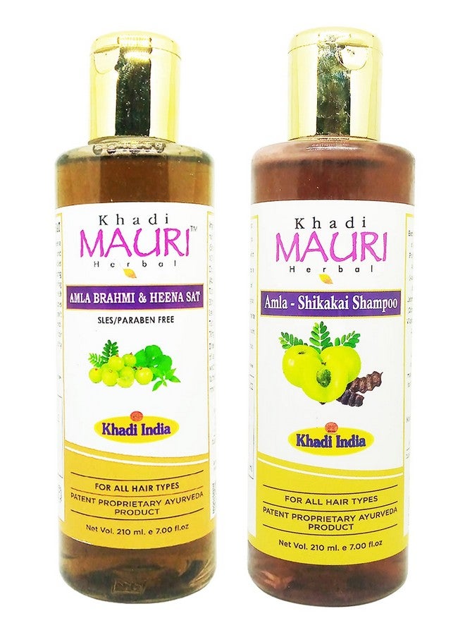 Khadi MAURI Amla Brahmi Henna & Amla Shikakai Shampoo - Pack Of 2 (420 Ml) - Image 1