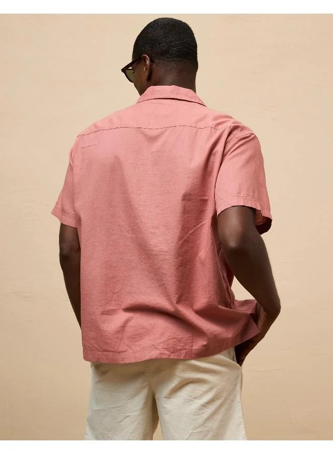 American Eagle Linen-Blend Button-Up Poolside Shirt