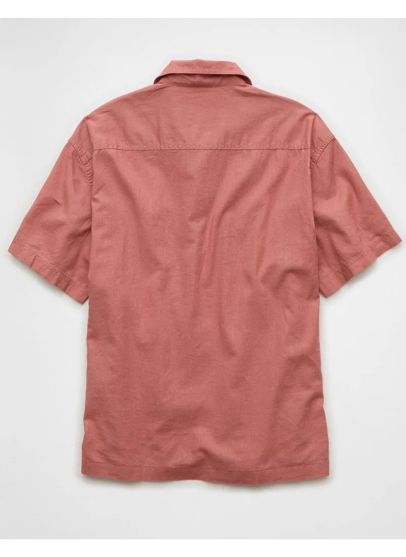 American Eagle Linen-Blend Button-Up Poolside Shirt