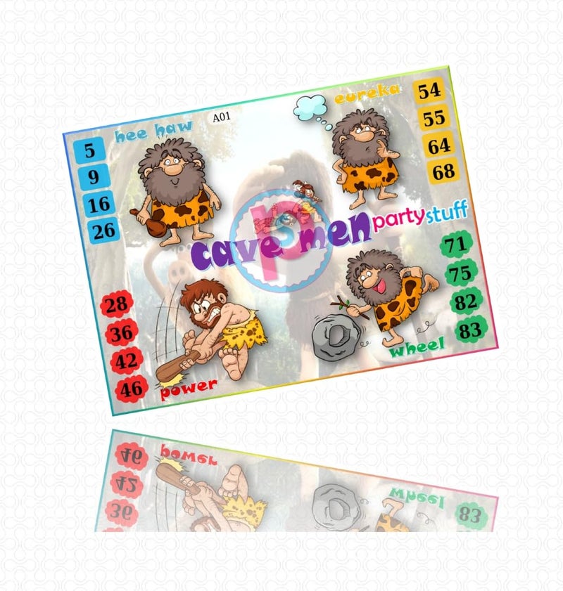 PartyStuff Tambola Housie Tickets - Cavemen kukuba (16 Piece) - Image 2