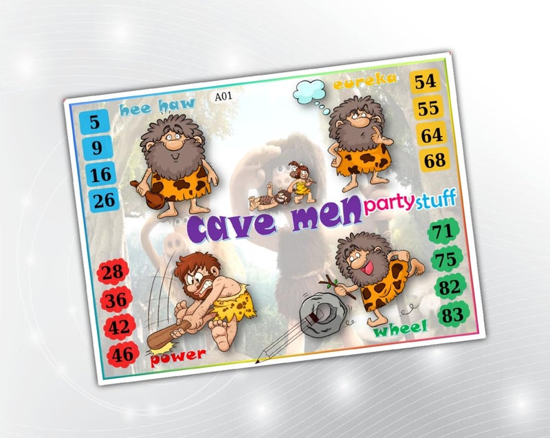 PartyStuff Tambola Housie Tickets - Cavemen kukuba (16 Piece) - Image 1