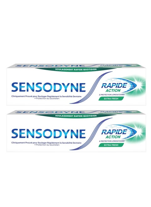 Pack Of 2 Sensodyne Rapid Action Extra Fresh Toothpaste 75 Ml