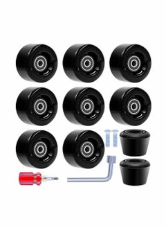 KASTWAVE Roller Skate Wheels 8 Pack with Bearings Installed and 2 Toe Stoppers 32mm x 58mm 82A  - Image 1