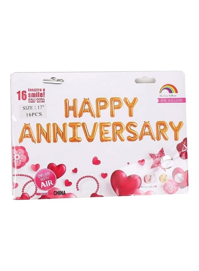 Goldedge 16-Piece Happy Anniversary Letter Balloons 17inch - Image 2