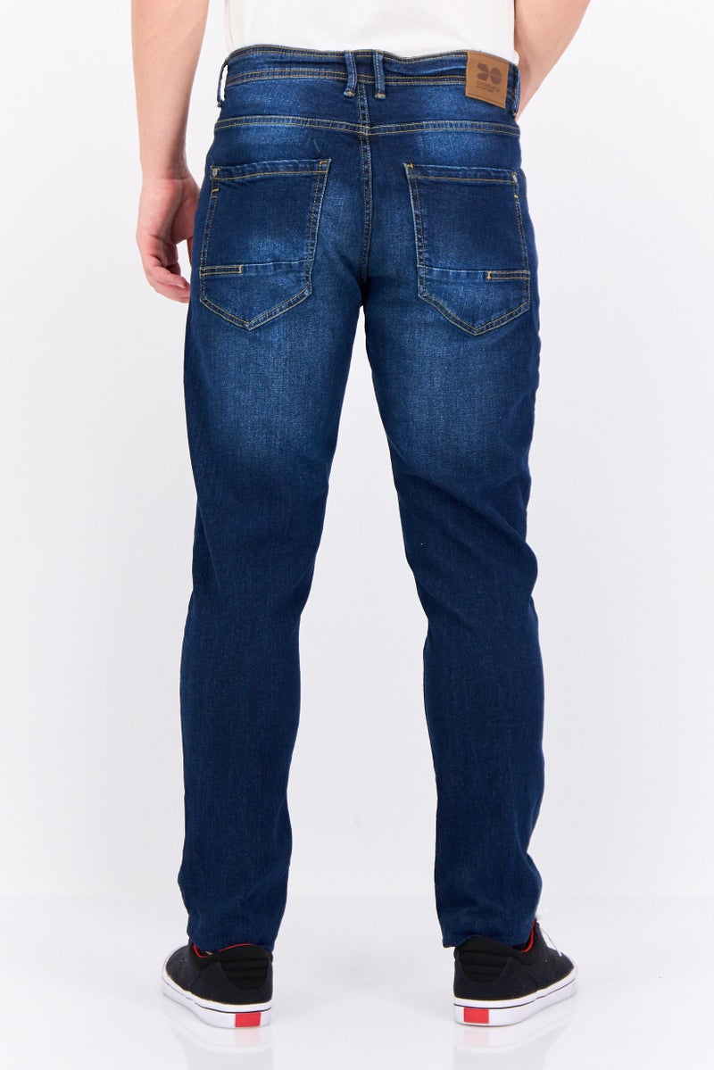 CROSSHATCH Men Slim Fit Washed Stretchable Denim Jeans, Blue - Image 3