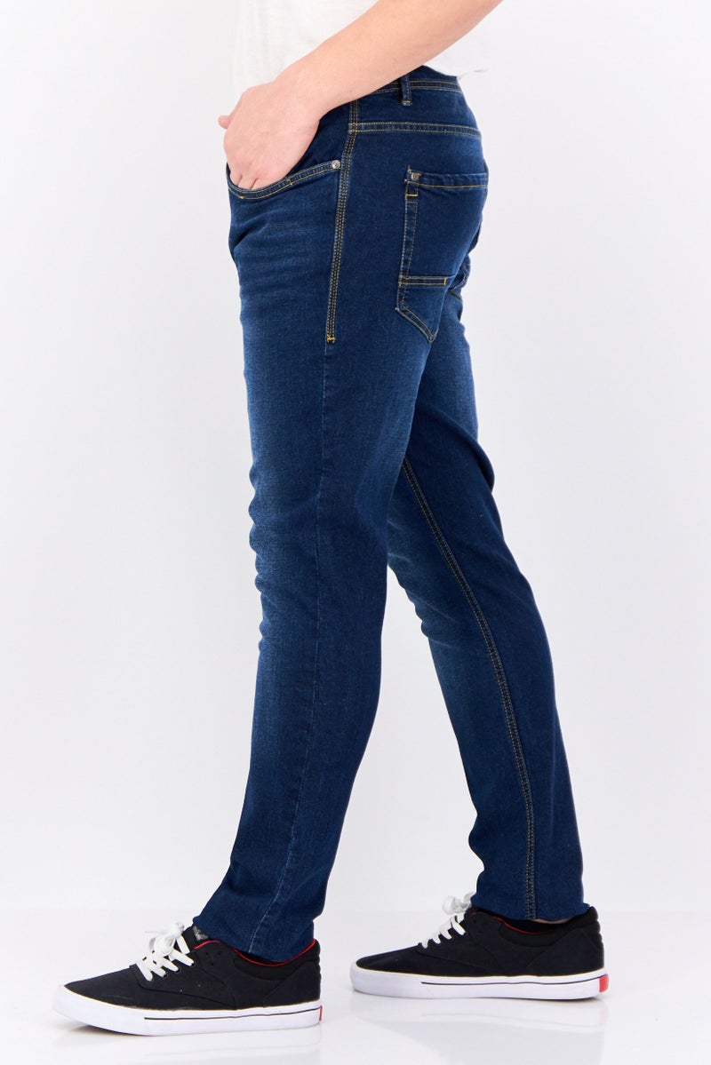 CROSSHATCH Men Slim Fit Washed Stretchable Denim Jeans, Blue - Image 2