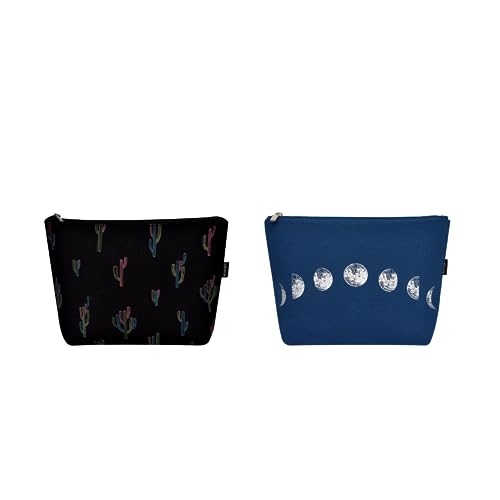 Ecoright Makeup Pouch for Girls, Canvas Cosmetic Pouch for Women, Small Pouches for Women (Pack of 2) - Image 1