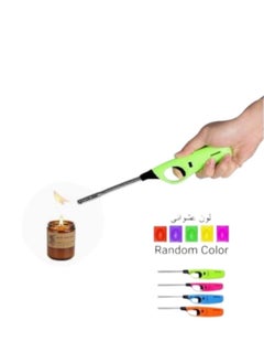 Versatile Gas Lighter Refillable Gas Lighter Long Flame Adjustable Windproof Candle Light Barbecue Kitchen Use Random Assorted Color Safety Button Child Safety