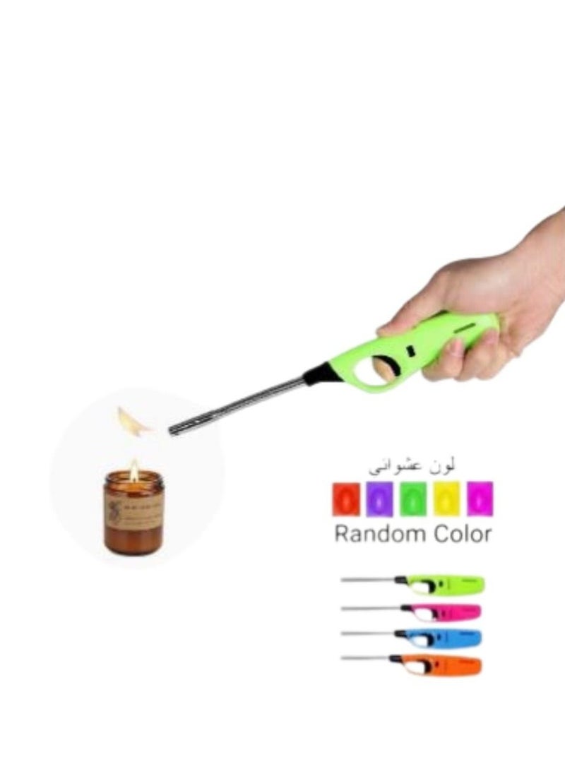 Generic - Versatile Gas Lighter Refillable Gas Lighter Long Flame Adjustable Windproof Candle Light Barbecue Kitchen Use Random Assorted Color Safety Button Child Safety - Image 1