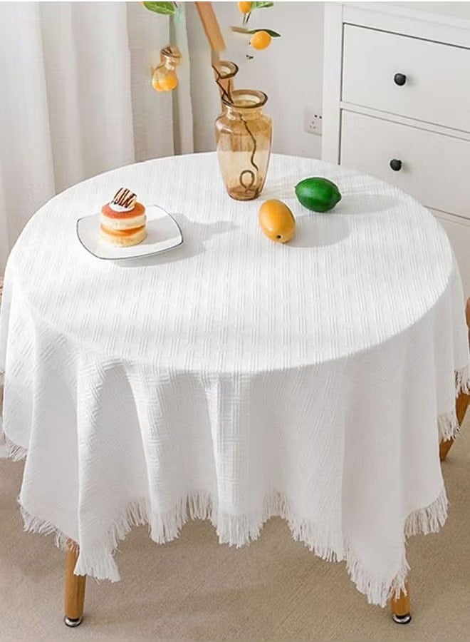 Simple Tablecloth Desktop Heat Insulation Table Mat Home Decoration Waterproof Oil-Proof Rectangular Tablecloth 90*90 CM White - Image 1