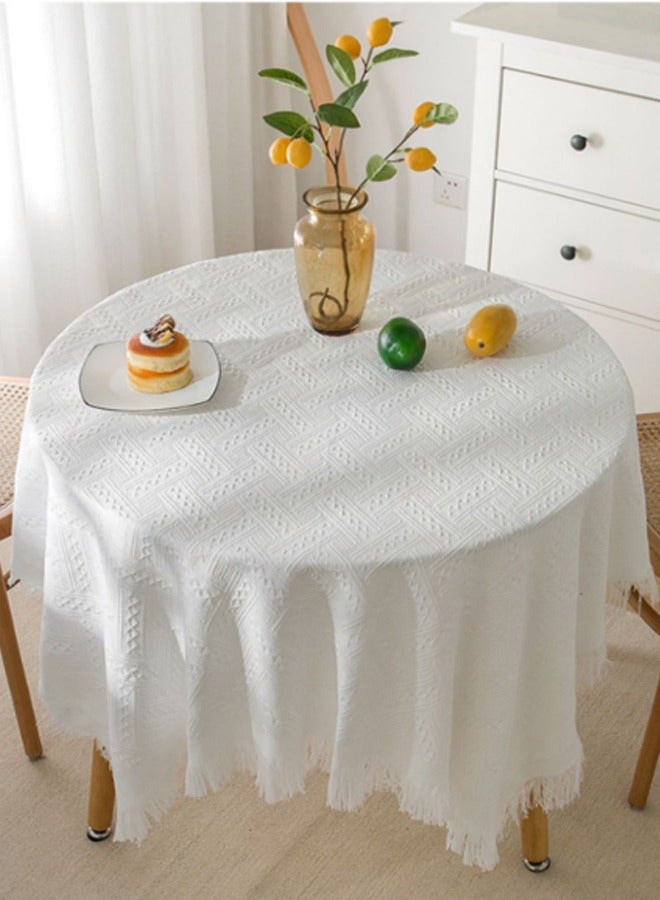 Simple Tablecloth Desktop Heat Insulation Table Mat Home Decoration Waterproof Oil-Proof Rectangular Tablecloth 90*90 CM White - Image 3