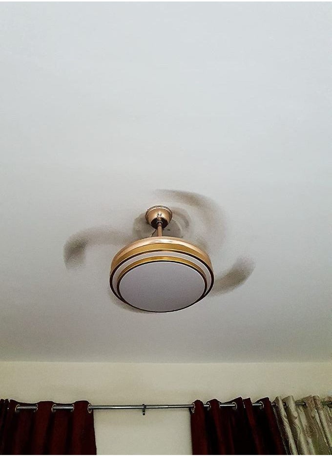 LED ceiling light with fan adjustable 3 color change with remote control gold color