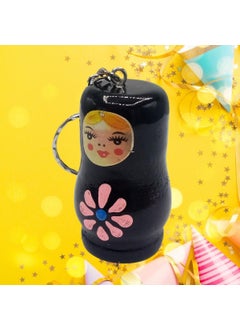 Dünyadan Hediyeler Gifts from the World Wooden Matryoshka Doll Keychain Black 5cm Large Size  - Image 4