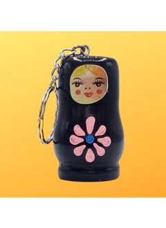 Dünyadan Hediyeler Gifts from the World Wooden Matryoshka Doll Keychain Black 5cm Large Size  - Image 3