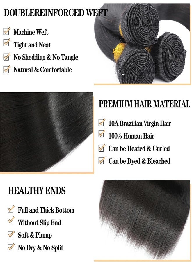 ROYAL IMPRESSION 12A Brazilian Straight Human Hair Bundles 10" 12" 14" 300g 100% Unprocessed Brazilian Virgin Hair Straight Weave 3 Bundles Deals Human Hair Natural Color - Image 2