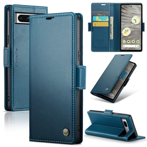 Rerzoiro for Google Pixel 7A Case, Premium PU Leather Wallet Case Flip Cover with [RFID Blocking][Card Holder][Stand Function] Shockproof Protective for Google 7A, Blue - Image 1