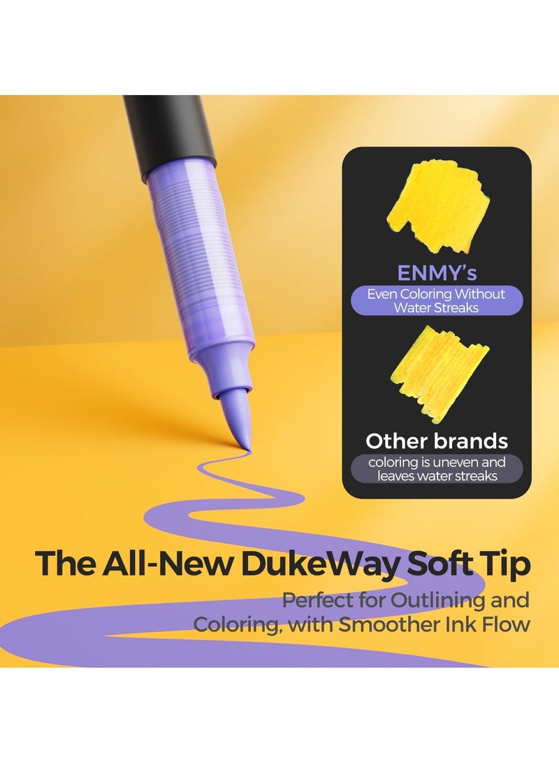 ENMY 48 Colors Acrylic Paint Pens – Direct Liquid Acrylic Paint Markers for Fabric, Canvas, Wood, Glass, Rocks & DIY Crafts – Vibrant, Long-Lasting, Skin Tone Shades, High Saturation, Smooth Ink Flow – Perfect for Artists & Crafters