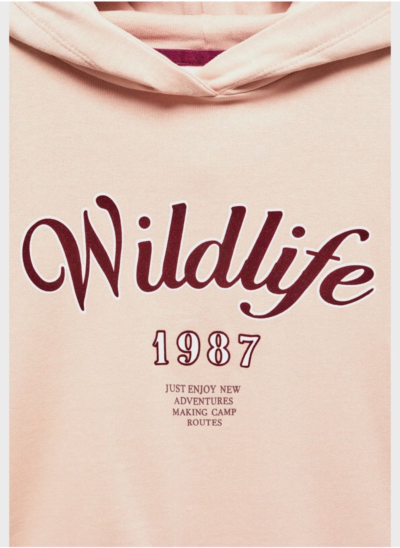 MANGO - Kids Text Print Hoodie - Image 1