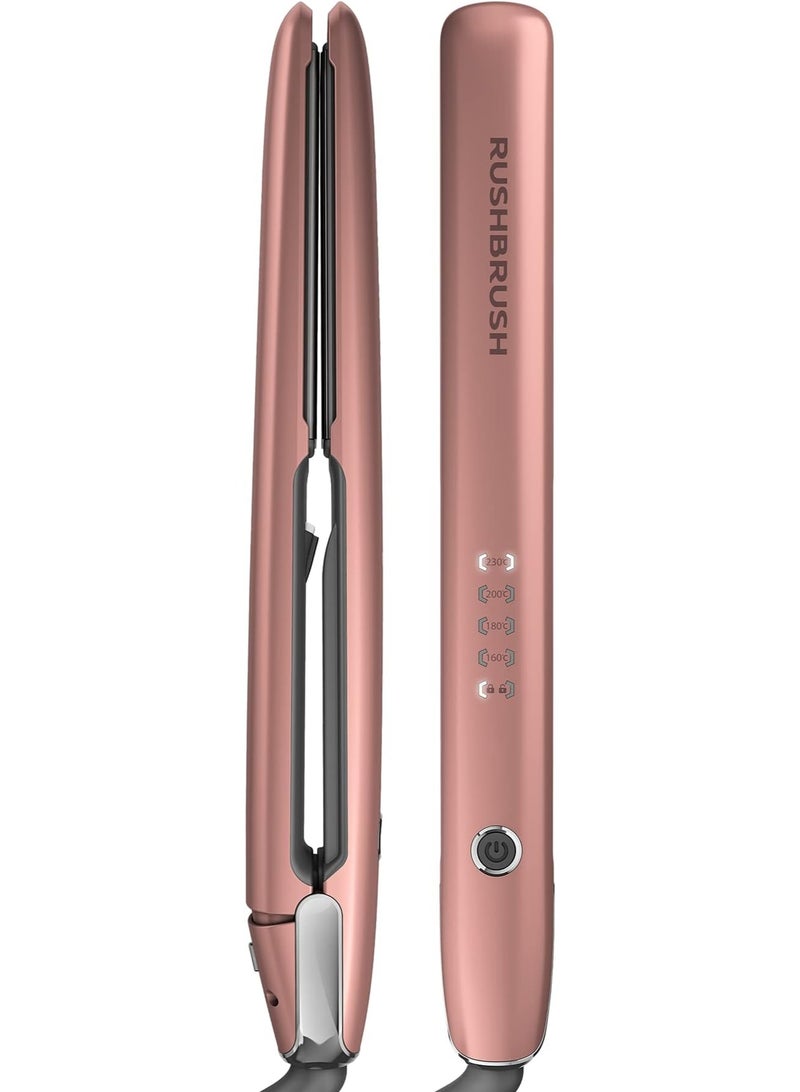 Rush Brush X3 Glam Hair Straightener, Titanium Plates, Ionic, 230°C, Fast Heating, Rose Gold - Image 1