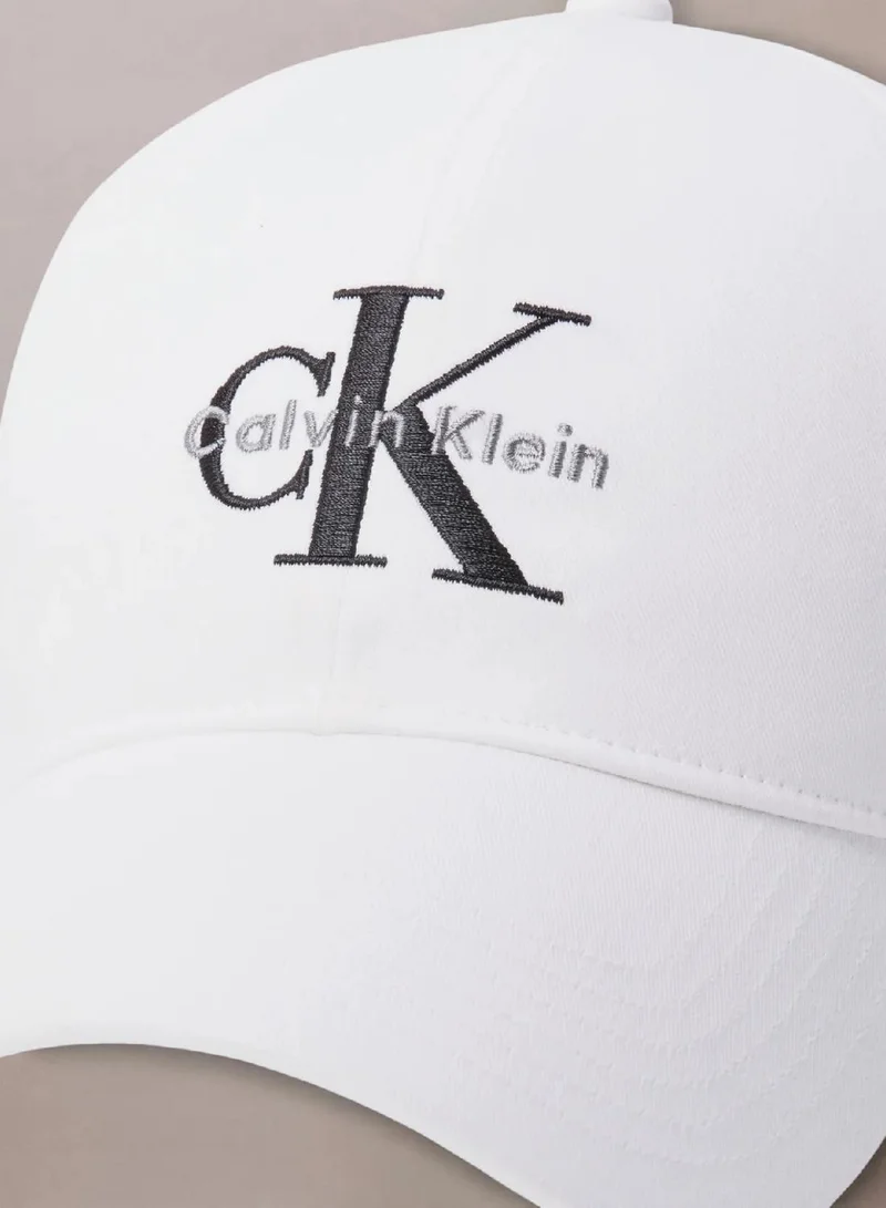 Calvin Klein Bright White Embroidered Monologo Baseball Cap for Women | Best Price UAE