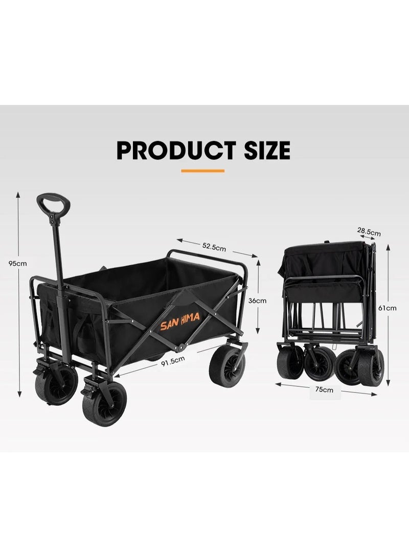San Hima Folding Camping Wagon 120kg Beach Trolley Garden Cart 360° Wheel Picnic - Image 3