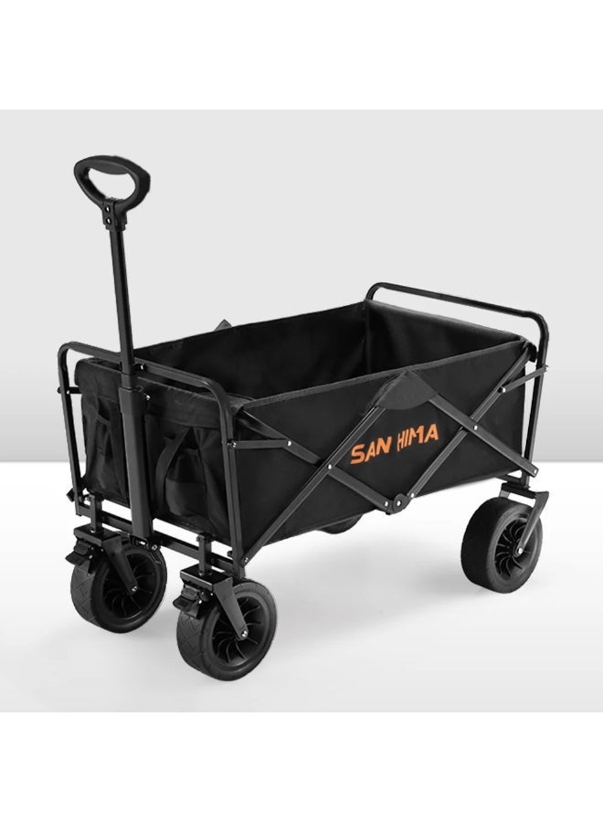 San Hima Folding Camping Wagon 120kg Beach Trolley Garden Cart 360° Wheel Picnic - Image 2