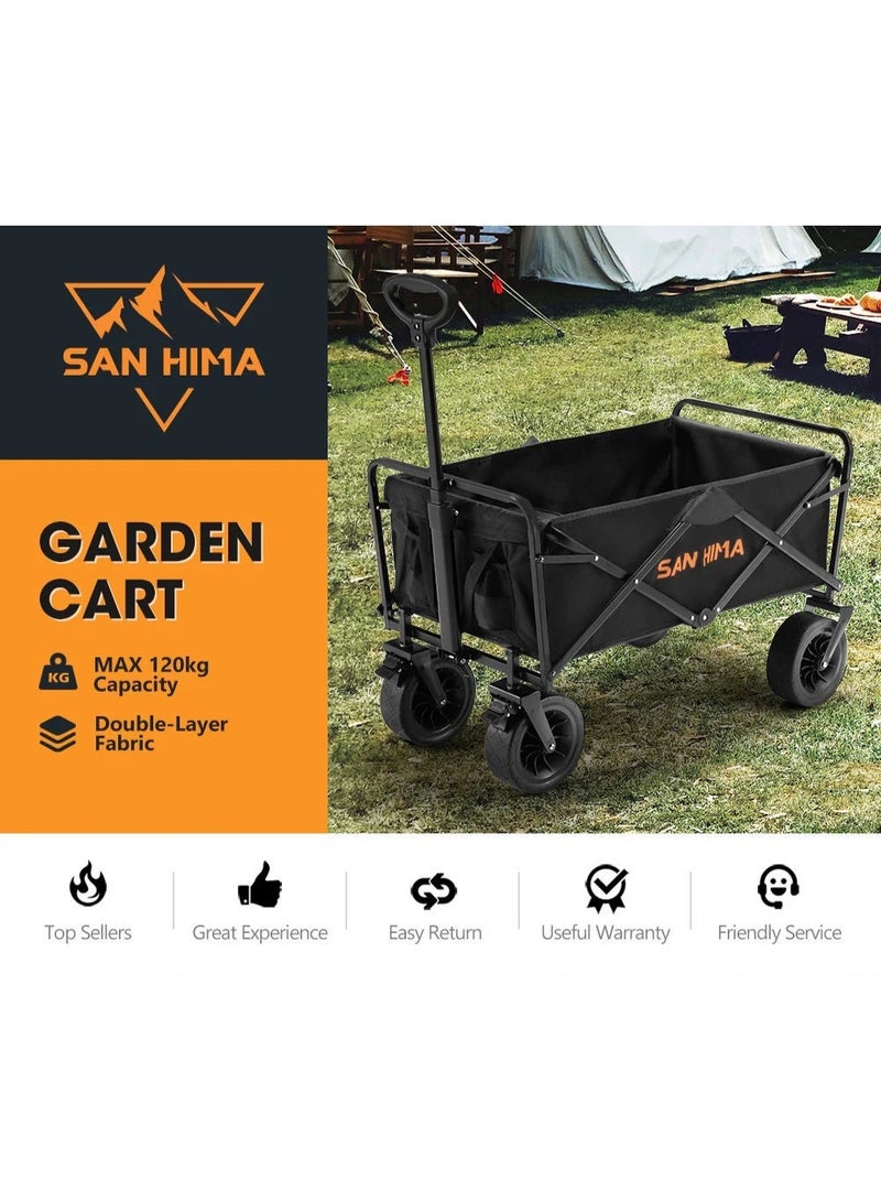 San Hima Folding Camping Wagon 120kg Beach Trolley Garden Cart 360° Wheel Picnic - Image 1