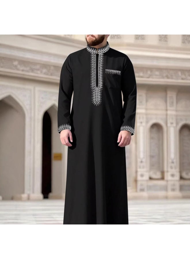 عباية - ثوب عربي رجالي - أخضر محيطي 101 - ملابس تقليدية، ملابس إسلامية، زي إسلامي، عباية دبي، قفطان، جبة - Image 4