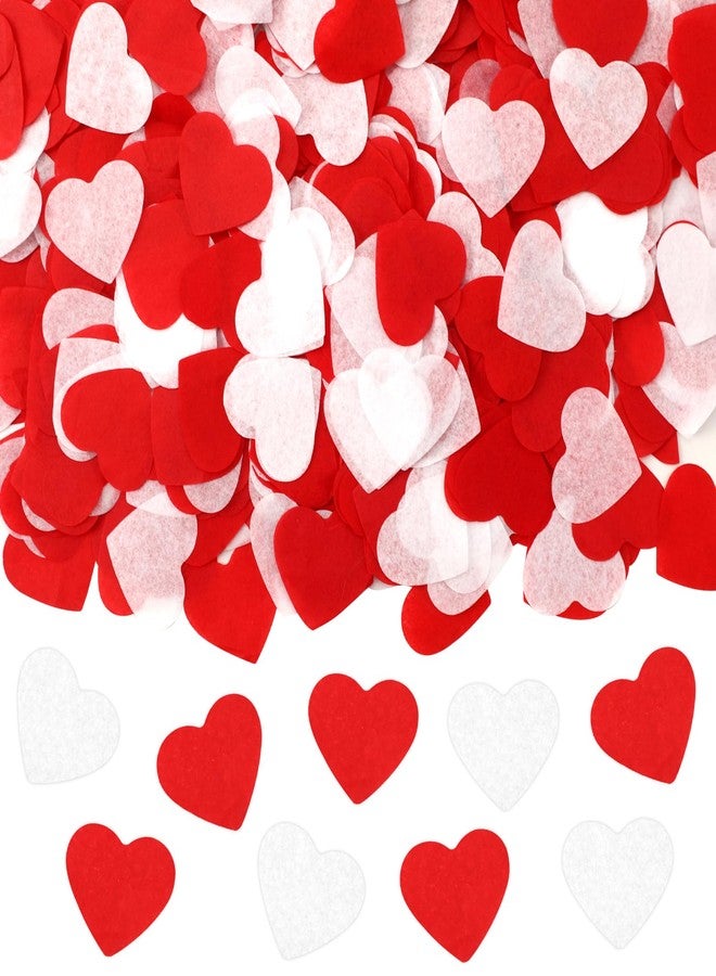 MARFOREVER Red and White Heart Confetti, Valentine's Day Table Decorations, Heart Shaped Glitter Sprinkles for Tables, Metallic Sequins for Party Centerpieces - Image 1
