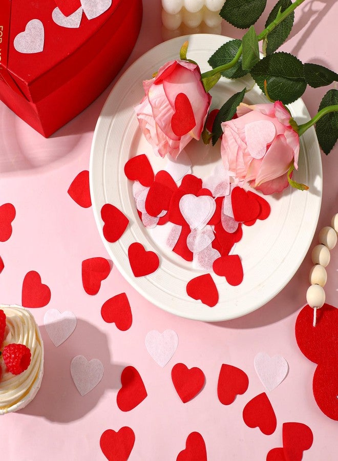 MARFOREVER Red and White Heart Confetti, Valentine's Day Table Decorations, Heart Shaped Glitter Sprinkles for Tables, Metallic Sequins for Party Centerpieces - Image 2