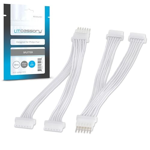 Litcessory Splitter for Philips Hue Solo Lightstrip 2 Pack White Micro 6PIN V4 Solo Lightstrip