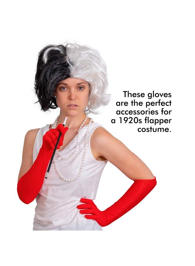 Skeleteen قفازات ساتان حمراء للأوبرا قفازات فاخرة من عشرينيات القرن الماضي قفازات كوع زوج 1 - Image 4
