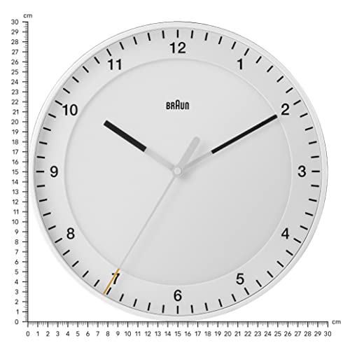 Braun Classic Large Analogue Wall Clock with Silent Sweep Movement, Easy to Read, 30cm Diameter in White, Model BC17W. - Image 2