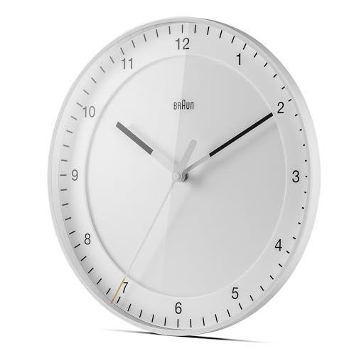 Braun Classic Large Analogue Wall Clock with Silent Sweep Movement, Easy to Read, 30cm Diameter in White, Model BC17W. - Image 4