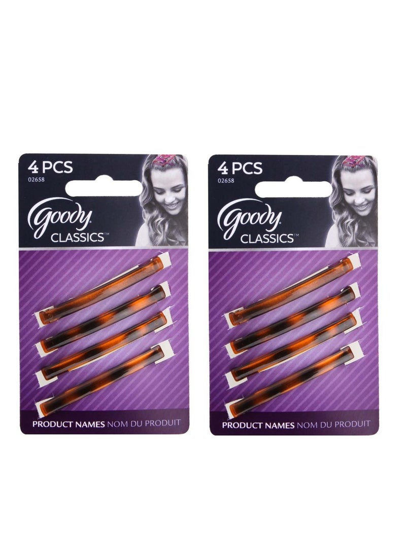 Goody Goody 02658 Classics Stay Tight Hair Barrette Mock Tort (2-Pack), Great for Both Adults and Girls, for All Hair Types, Eight 2 Inches Barrettes with Metal Clips