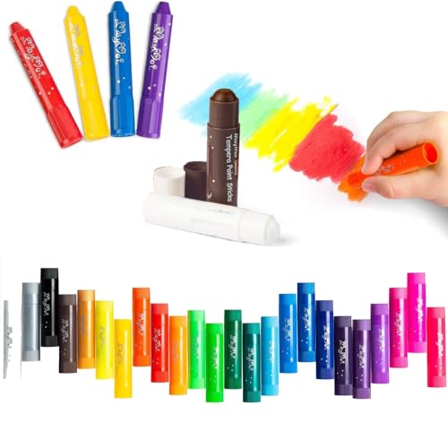 MayMoi Tempera Paint Sticks - 24 Bright Colors, Quick Drying, Easy to Color and Washable Crayons for Teens and Students - Image 1