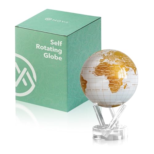 MOVA Globe  Pearl White and Gold Classic 45  SolarPowered Rotating World Globe for Desk  Elegant Modern Decor  No Batteries or Wires - Image 1
