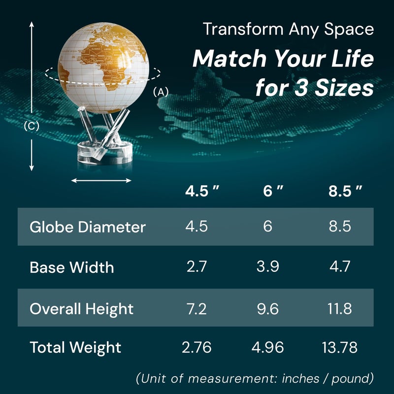 MOVA Globe  Pearl White and Gold Classic 45  SolarPowered Rotating World Globe for Desk  Elegant Modern Decor  No Batteries or Wires - Image 3