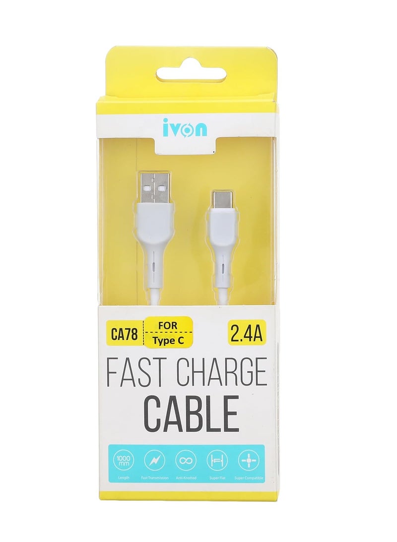 أيفون كابل USB نوع سي للشحن ونقل البيانات لموبايل سامسونج من افون - ابيض - kx2094 - Image 3