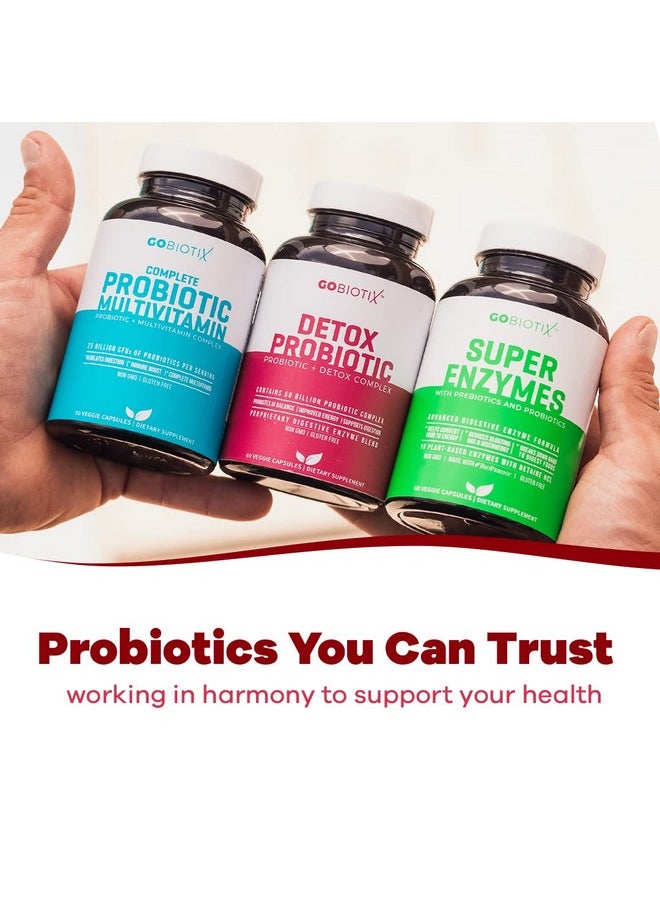 GoBiotix - Detox Probiotic Supplement Ultimate Flora Probiotic For Women & Men ; 50 Billion Cfu Of Probiotics + Prebiotics + Digestive Enzymes For Gut & Liver Health ; Shelf Stable 60 Caps - Image 1
