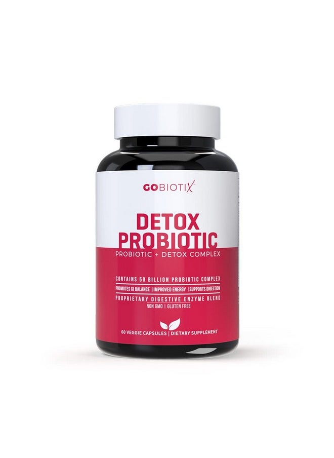 GoBiotix - Detox Probiotic Supplement Ultimate Flora Probiotic For Women & Men ; 50 Billion Cfu Of Probiotics + Prebiotics + Digestive Enzymes For Gut & Liver Health ; Shelf Stable 60 Caps - Image 1