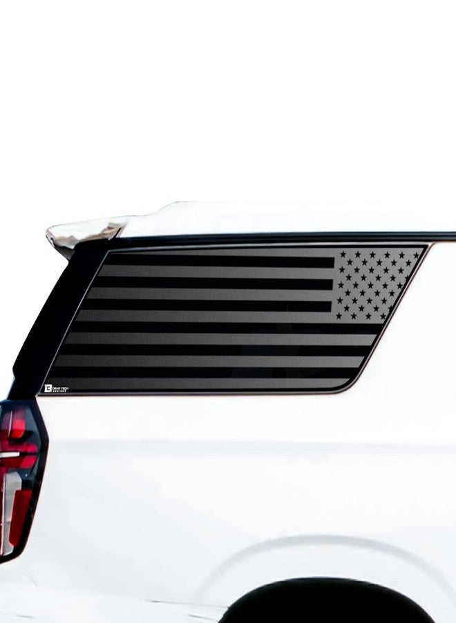 BOGAR TECH DESIGNS Precut for Chevy Suburban and GMC Yukon XL 2021-2026 Quarter Window American Flag Vinyl Decal Sticker, Matte Black - Image 1