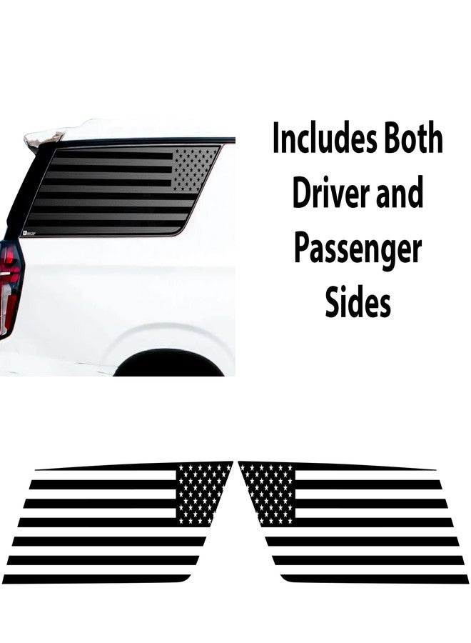 BOGAR TECH DESIGNS Precut for Chevy Suburban and GMC Yukon XL 2021-2026 Quarter Window American Flag Vinyl Decal Sticker, Matte Black - Image 4