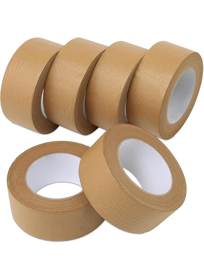 PROMASS - promass Kraft Paper Tape, 6 Rolls Brown Gummed Tape, Kraft Paper Shipping Tape, Brown Paper Tape for Packing Boxes, Warehouse Storage, Moving, Shipping and Carton Sealing (50M × 5CM) - Image 1